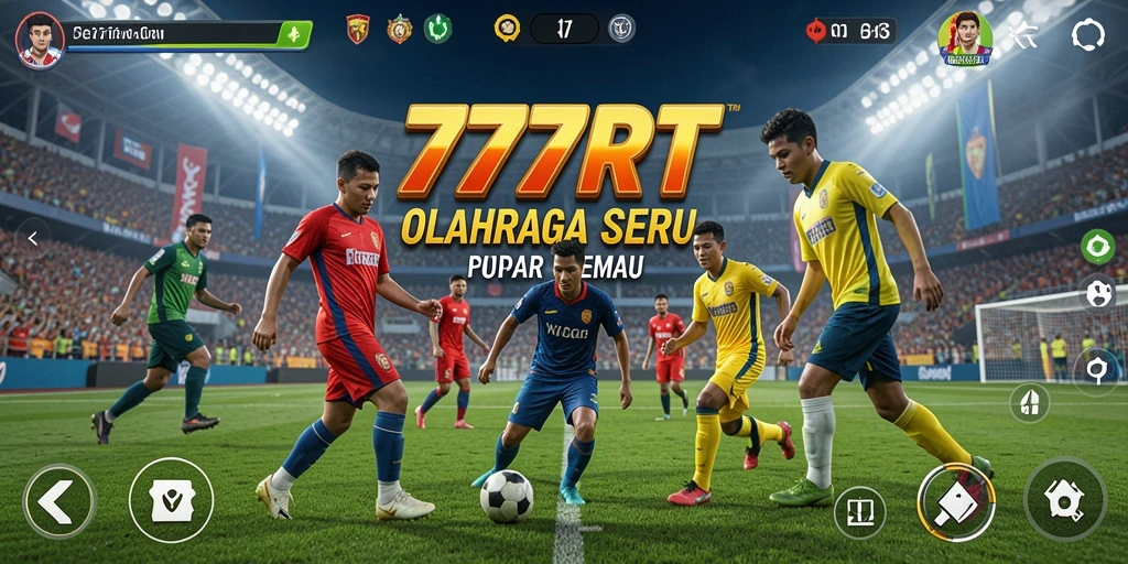 Tampilan utama gameplay 777RT dengan aksi olahraga seru.