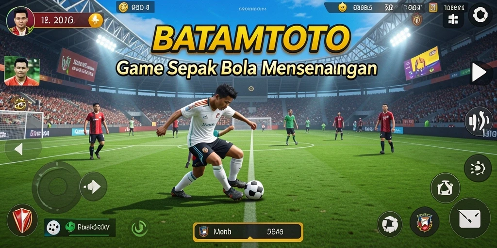 Tampilan gameplay mendebarkan BATAMTOTO dengan aksi sepak bola intens.