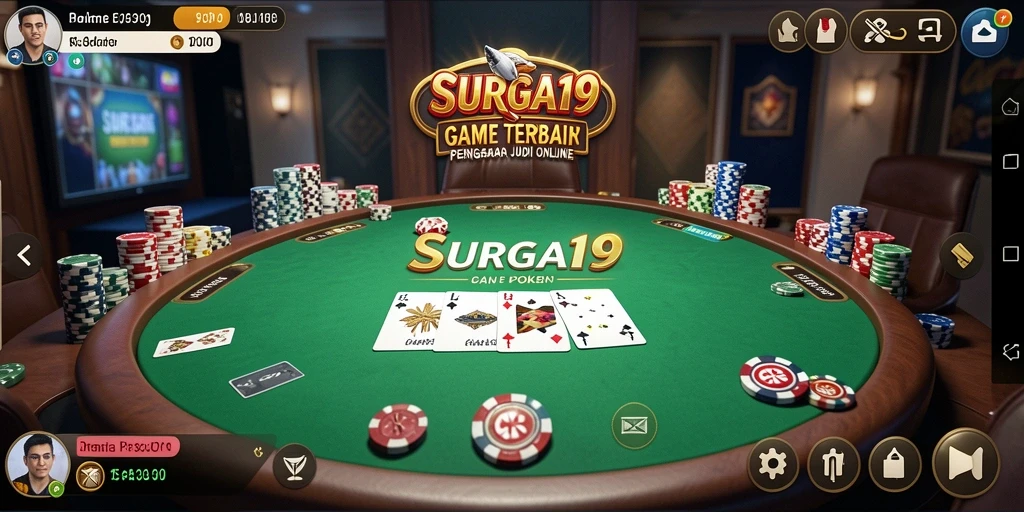 Screenshot utama SURGA19 menunjukkan momen seru permainan Poker.
