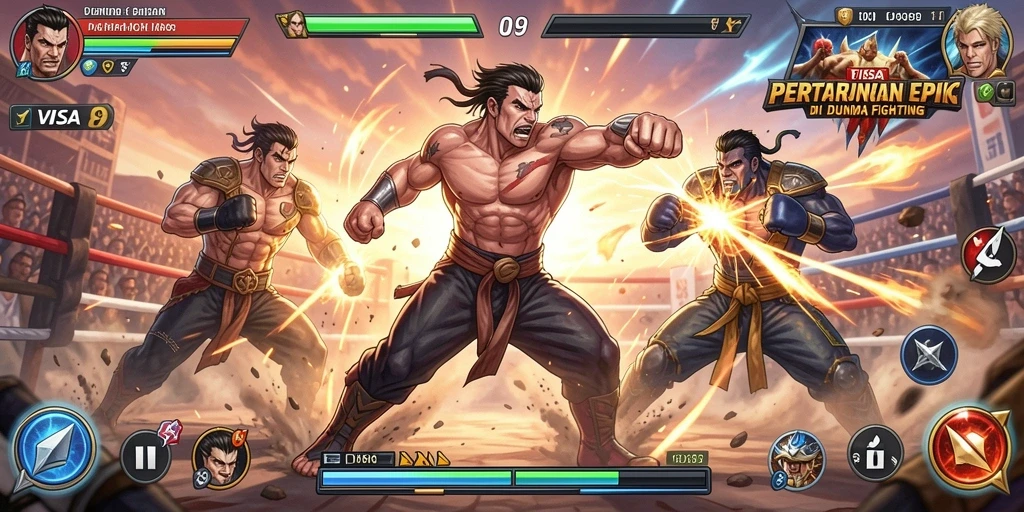 Screenshot gameplay dari VISA89 menampilkan aksi pertarungan yang intens dan grafis yang menarik.