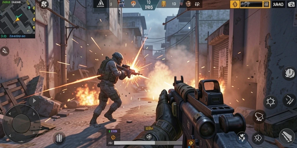 Gameplay ZARA4D yang intens dan mendebarkan dalam aksi tembak-menembak.